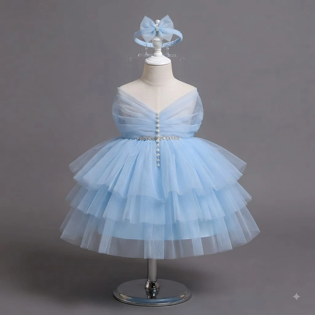 Ice Blue Pearl Cinderella Frock