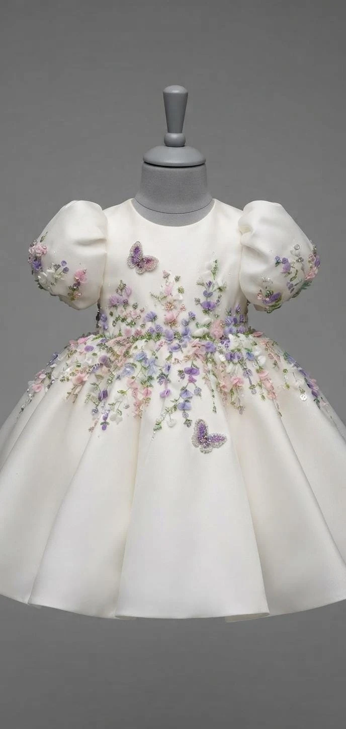 Pearl White Lavender Blossom Baby Couture